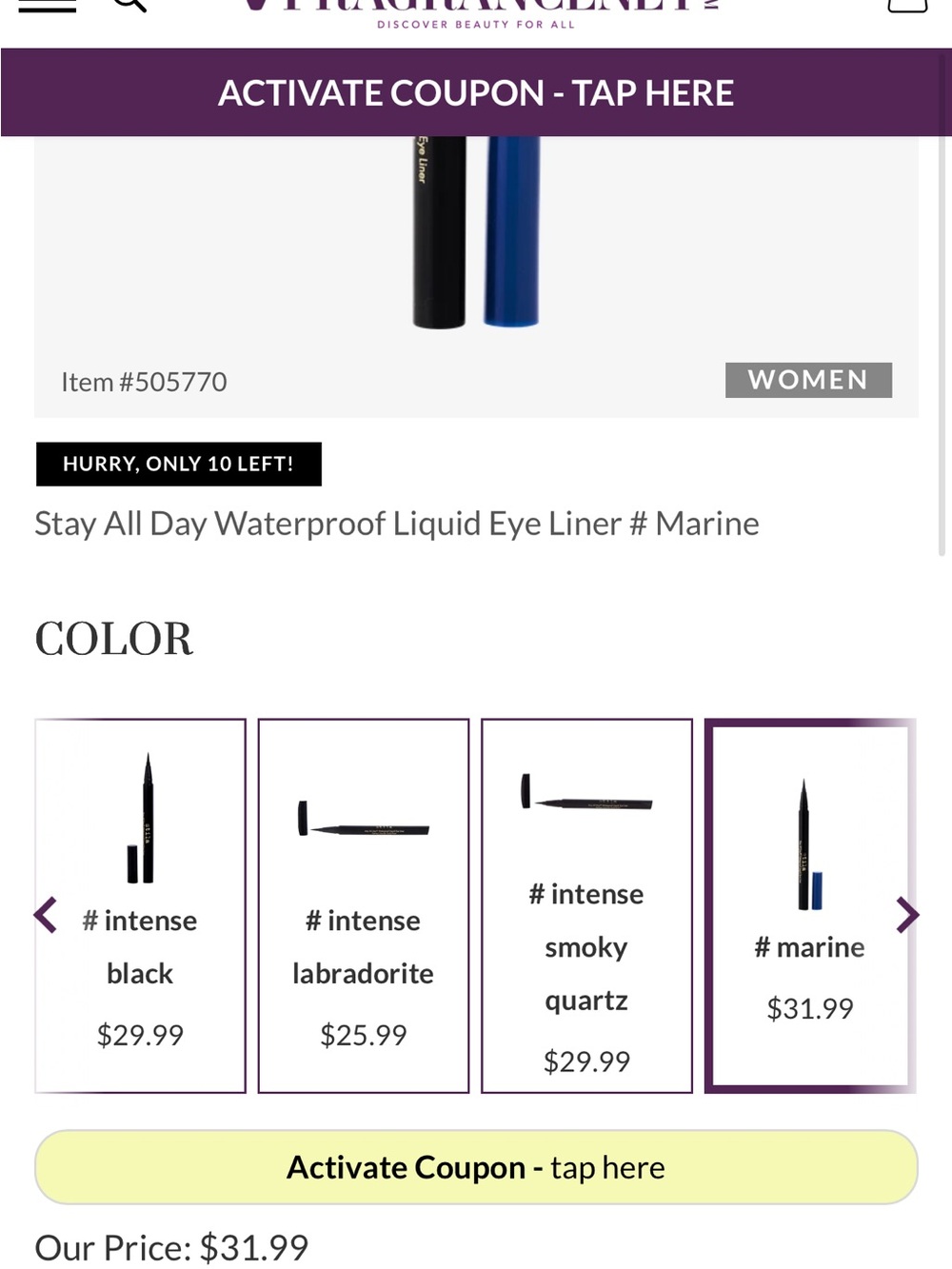 NWT Stila Stay All Day Waterproof Liquid Eyeliner Marine Blue Full Size - Picture 7 of 8